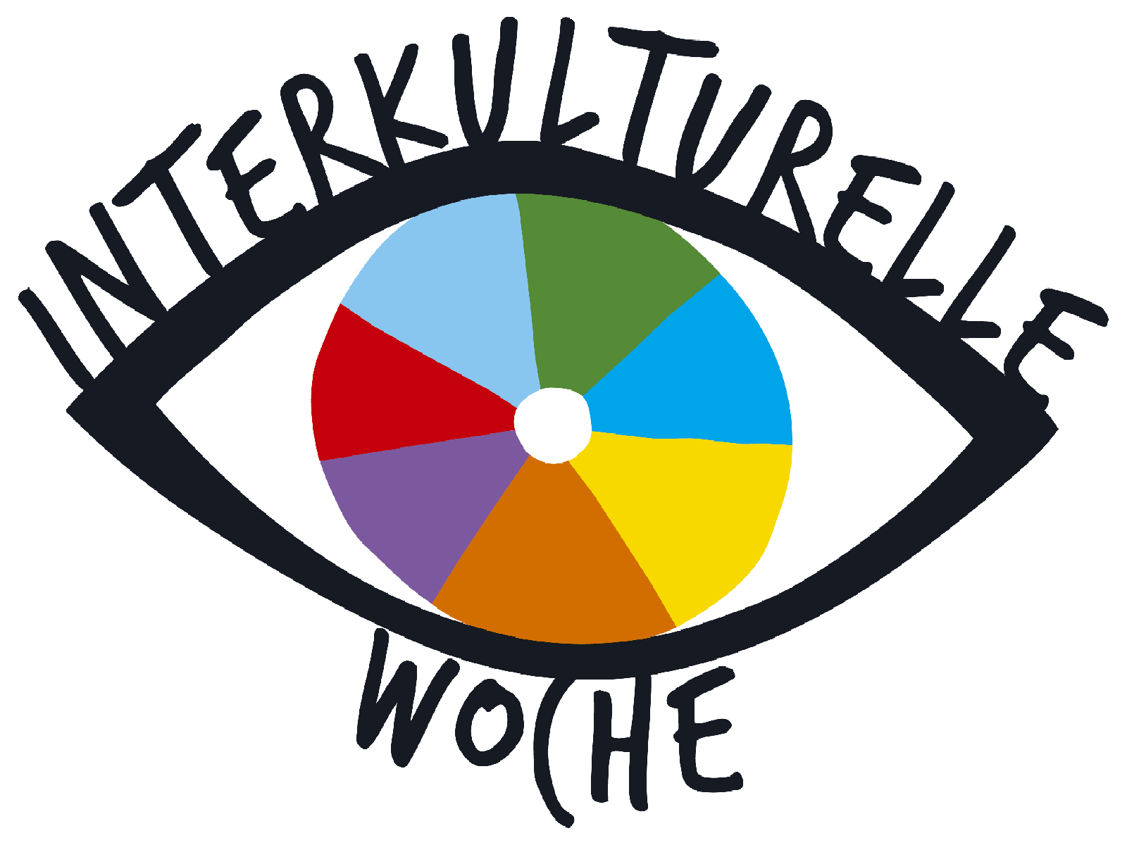 Logo: Buntes Auge mit Schriftzug Interkulturelle Woche